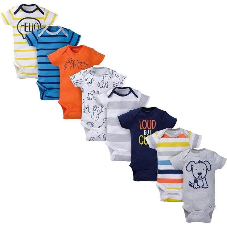 8- Pack Baby Boy Short Sleeve Puppy Onesies Brand Bodysuits