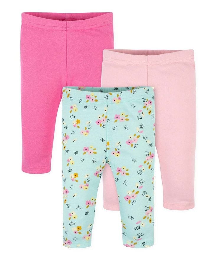 3-Pack Baby Girls Floral & Pink Leggings
