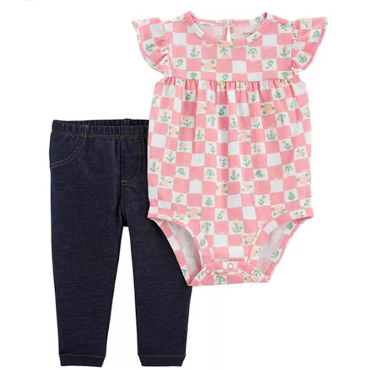 Baby 2-Piece Checkered Bodysuit Pant Set