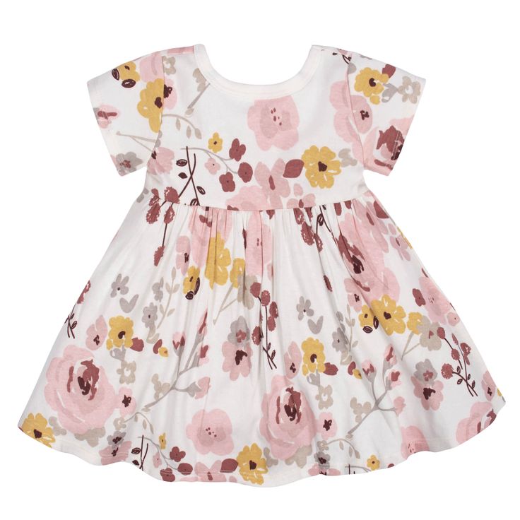 2-Pack Baby Girls Pink Floral Short Sleeve Dresses