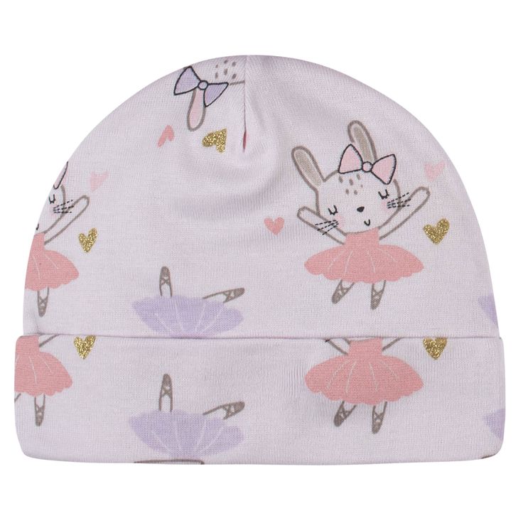 4-Pack Baby Girls Bunny Ballerina Caps