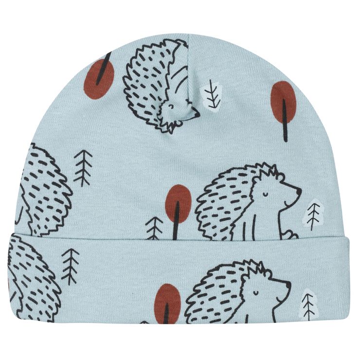 5-Pack Baby Boys Fox & Hedgehog Caps