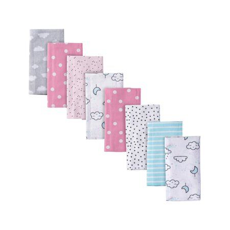 8-Pack Baby Girls Clouds Flannel Burp Cloths