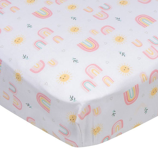 Girls Rainbows Fitted Crib Sheet