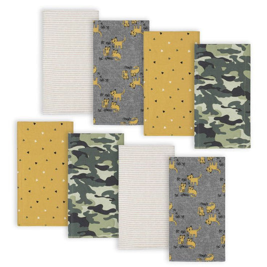8-Pack Baby Boys Tiger Flannel Burp Cloths