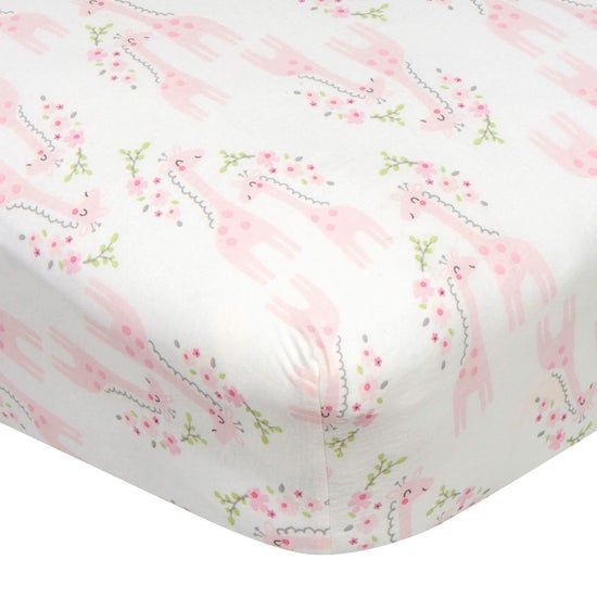Girls Mommy & Me Giraffe Fitted Crib Sheet