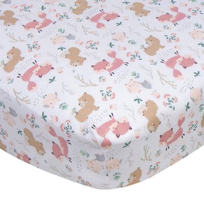 Girls Woodland Critters Fitted Crib Sheet