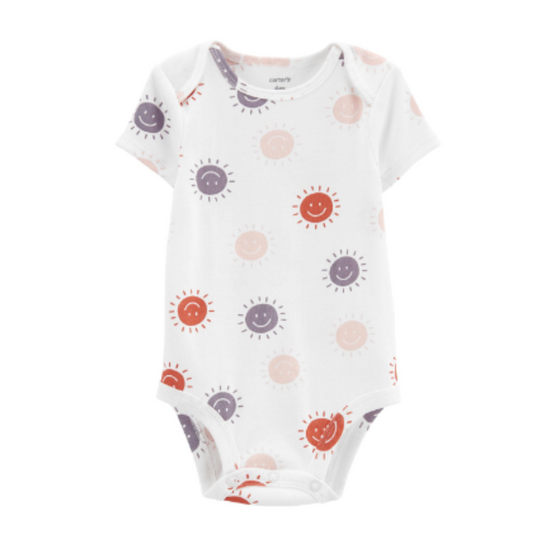 Baby Smiley Face Short-Sleeve Bodysuit