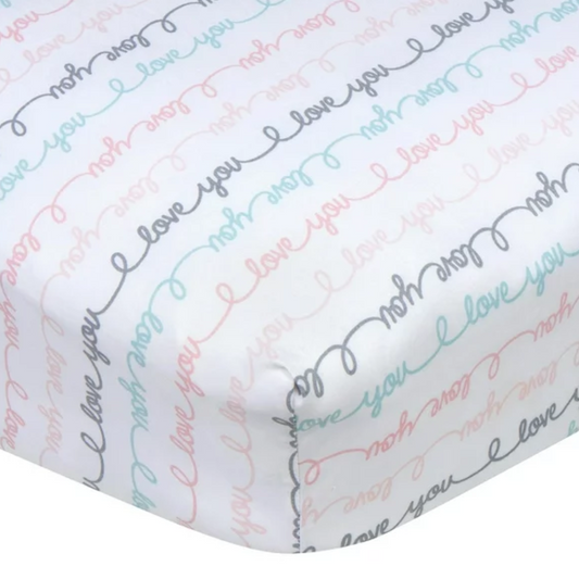 Girls I Love You Fitted Crib Sheet