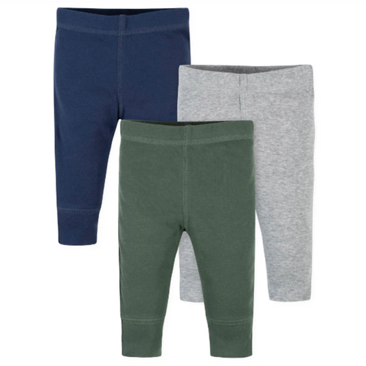 3-Pack Baby Boys Green, Gray, & Blue Pant