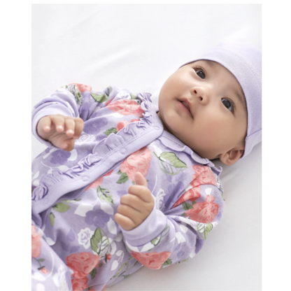 Baby Girls Lilac Roses Organic Coveralls