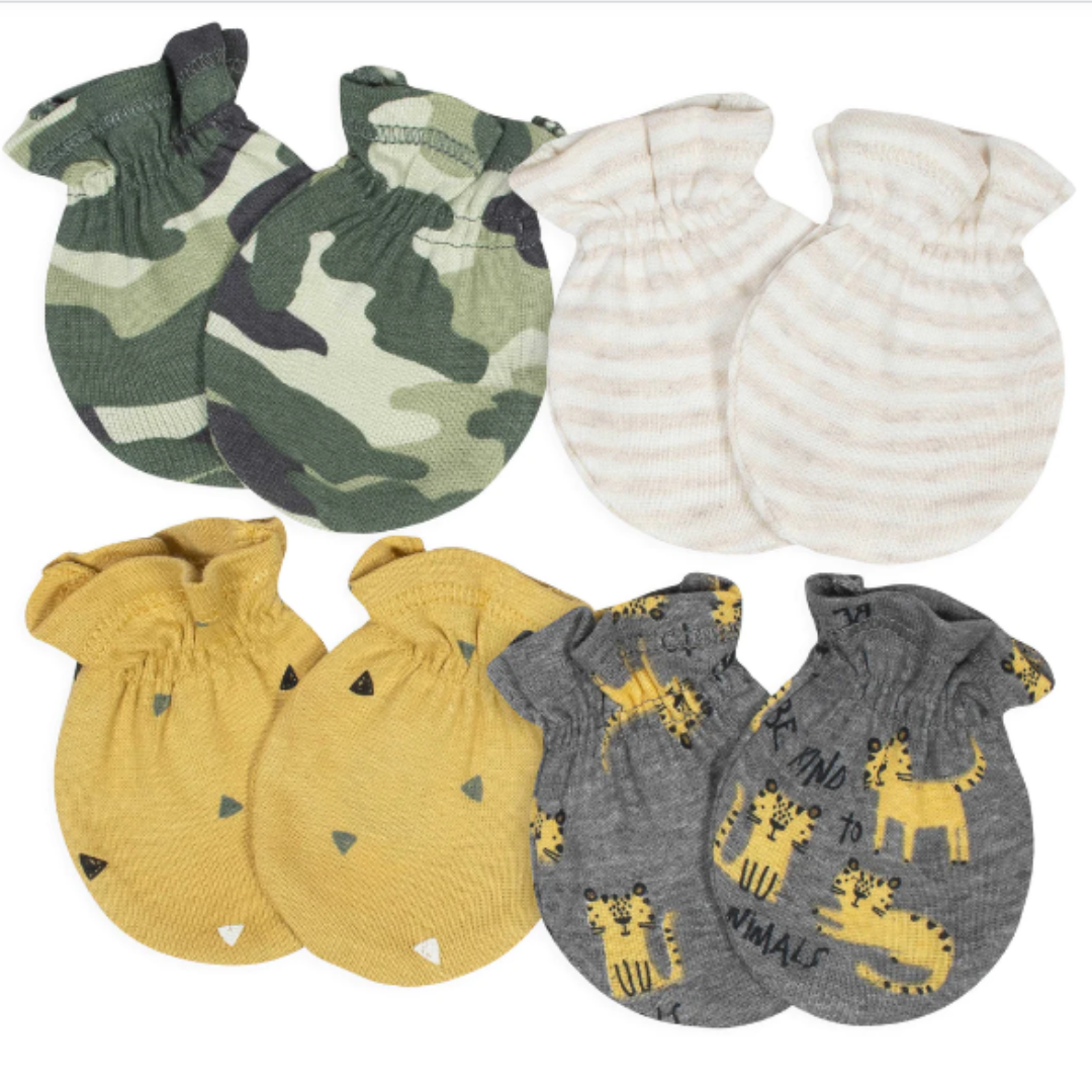 4-Pack Baby Boys Tiger No Scratch Mittens