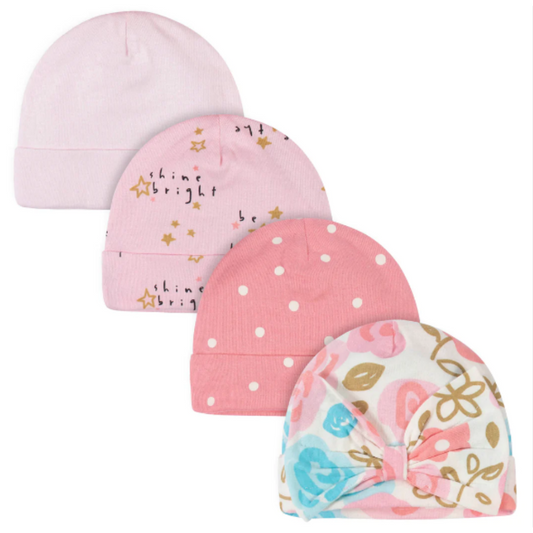 4-Pack Baby Girls Princess Caps