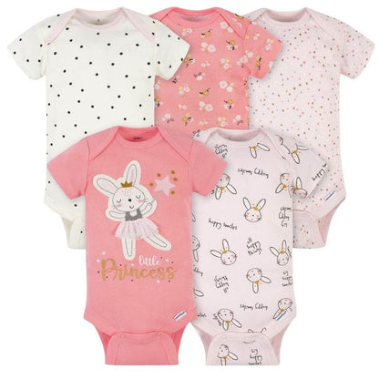 5- Pack Baby Girls Ballerina Short Sleeve Onesies Bodysuits