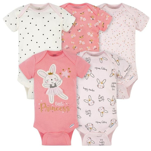 5- Pack Baby Girls Ballerina Short Sleeve Onesies Bodysuits