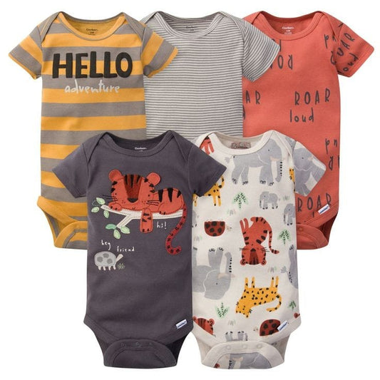 5- Pack Baby Boys Safari Short Sleeve Onesies Bodysuits