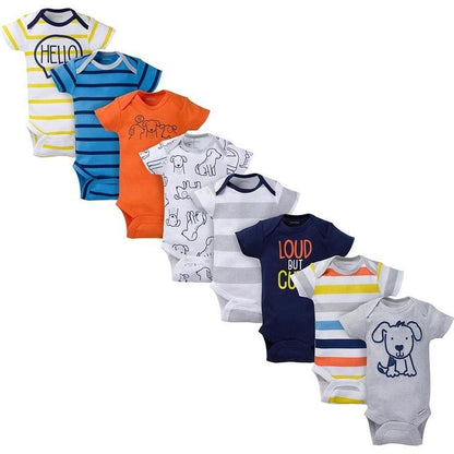 8- Pack Baby Boy Short Sleeve Puppy Onesies Brand Bodysuits