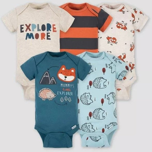 5- Pack Baby Boys Fox Short Sleeve Onesies Bodysuits