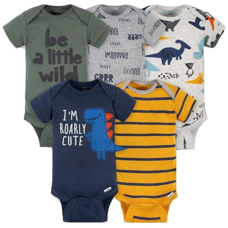 5- Pack Baby Boys Dino Short Sleeve Onesies Bodysuits