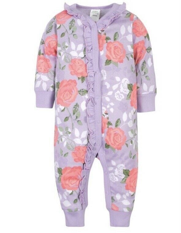 Baby Girls Lilac Roses Organic Coveralls