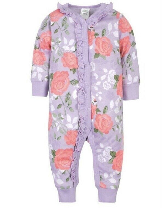 Baby Girls Lilac Roses Organic Coveralls