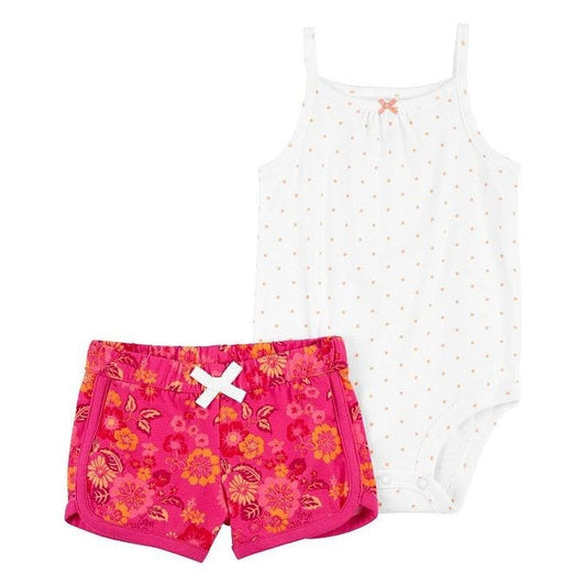 Baby Pink Floral Shorts Set